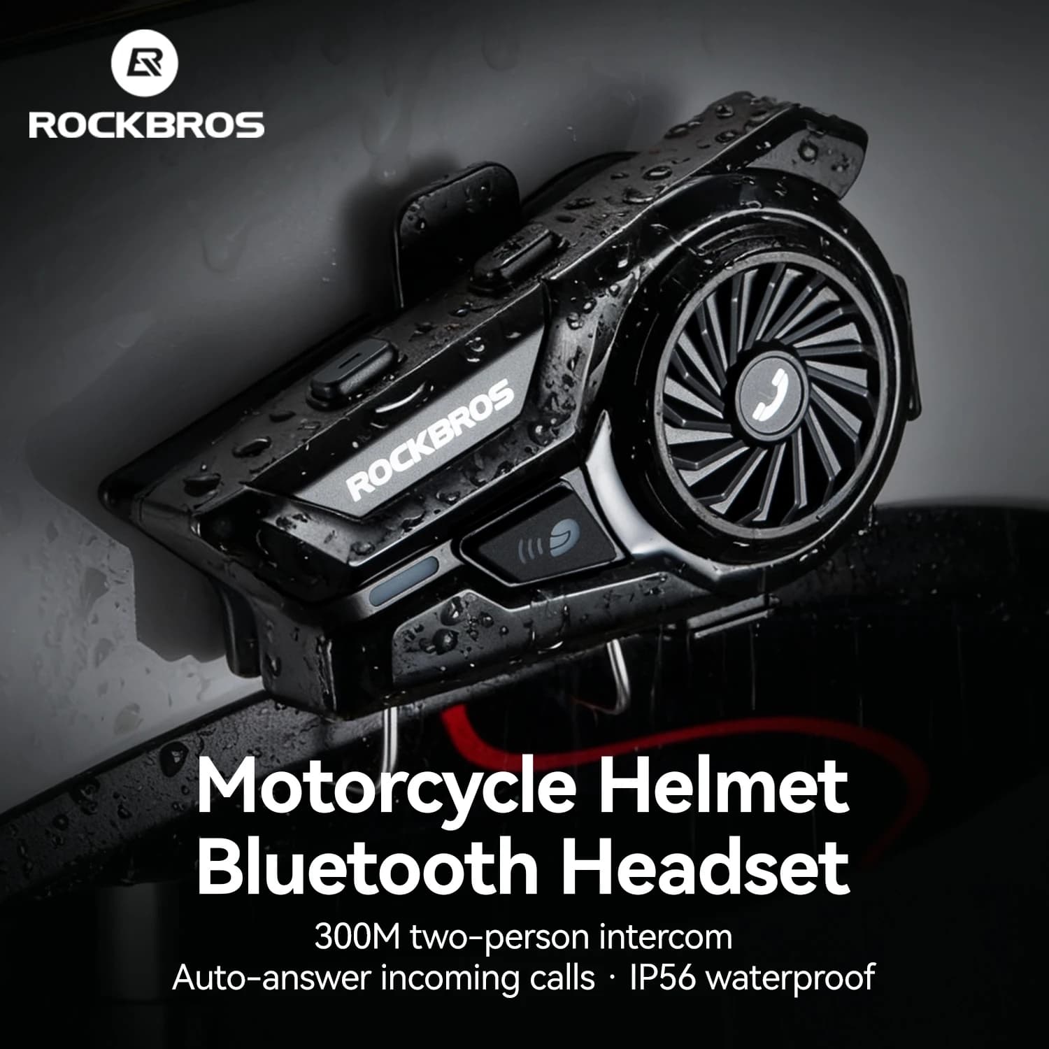 ROCKBROS Auricolare Bluetooth Casco moto Auricolare Bluetooth Batteria da 18 ore Impermeabile Mezzo casco completo Auricolare Bluetooth