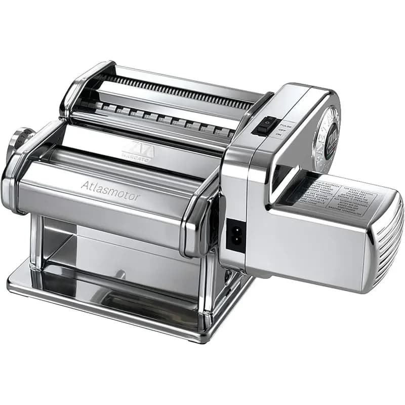 Made in Italy Atlasmotor 110V Electric Pasta Machine Chrome Steel Set includes Atlas 150 handcrank clamp Pastadrive motor and