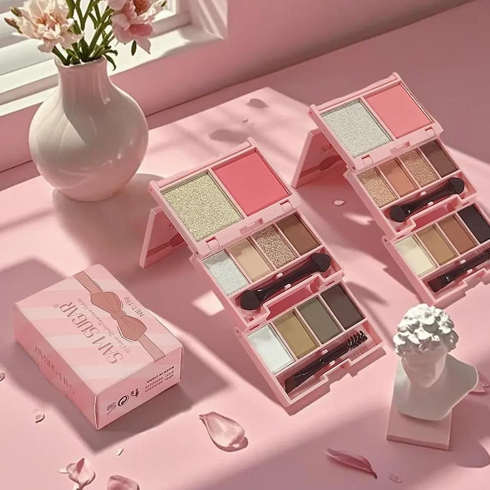 Palette Ombretti Portatile Mini, Colori Intensi, Illuminante, Blush, Contouring, Impermeabile, Lunga Durata, Vassoio Trucco, Dropshipping