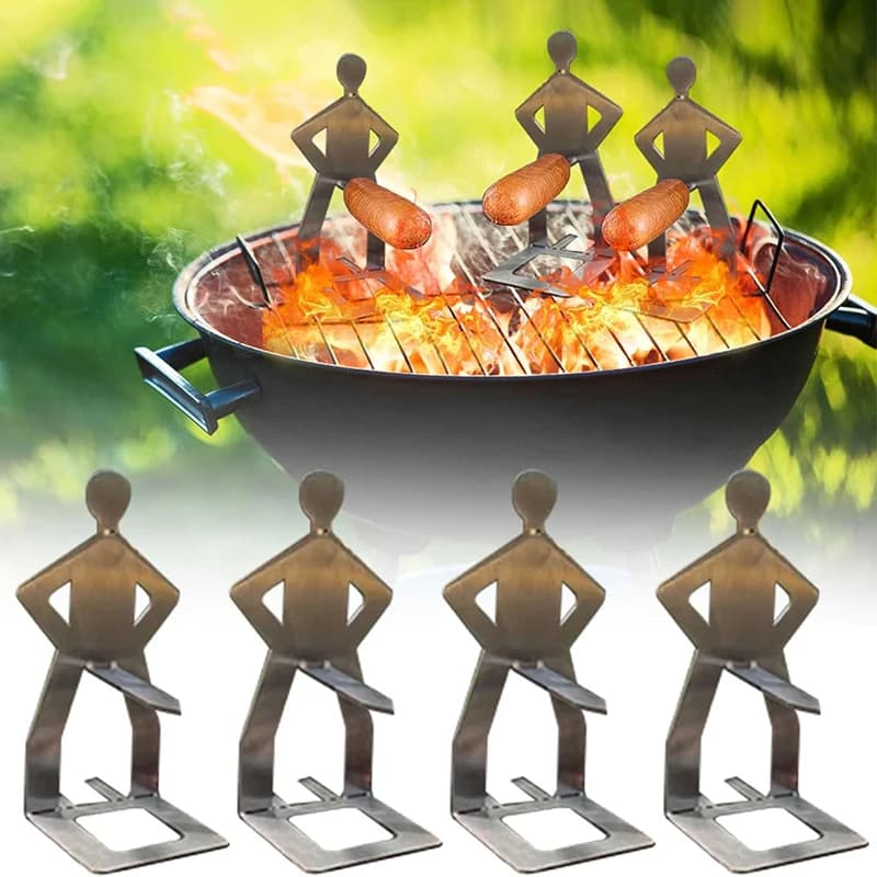 Divertente zaino da campeggio portatile in acciaio inossidabile per persone supporto per salsicce per viaggi all'aperto picnic per feste estive supporto per hot dog