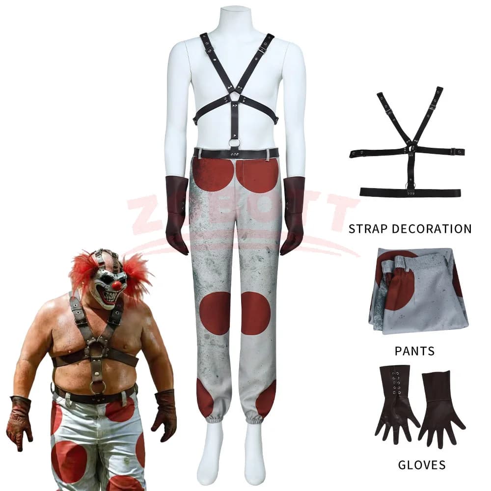 Anime Twisted Metal Sweet Tooth Cosplay Costume Belt Pats Outfits For Adult Halloween Carnival Suit Role Play Clothes