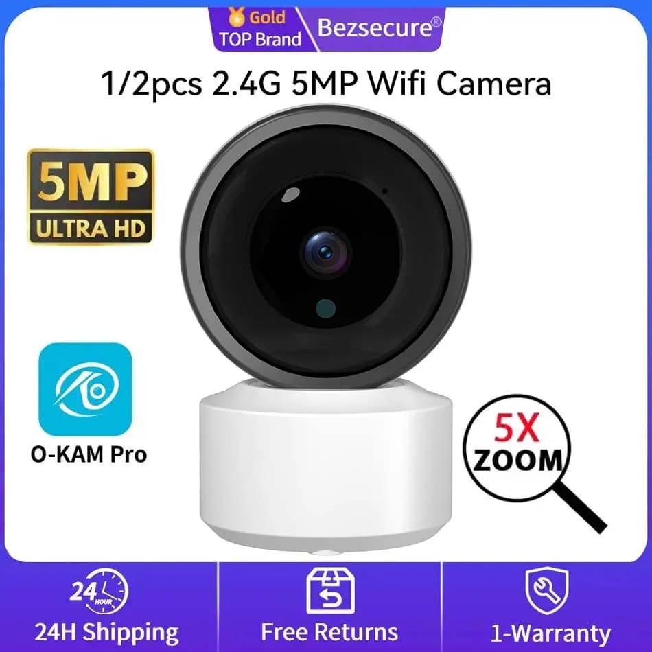Telecamera WiFi per Bambini 5MP 2K HD, Videocamera di Sicurezza Domestica con Audio Bidirezionale, Rilevamento Movimento, Facile Configurazione, Visione Notturna Chiara
