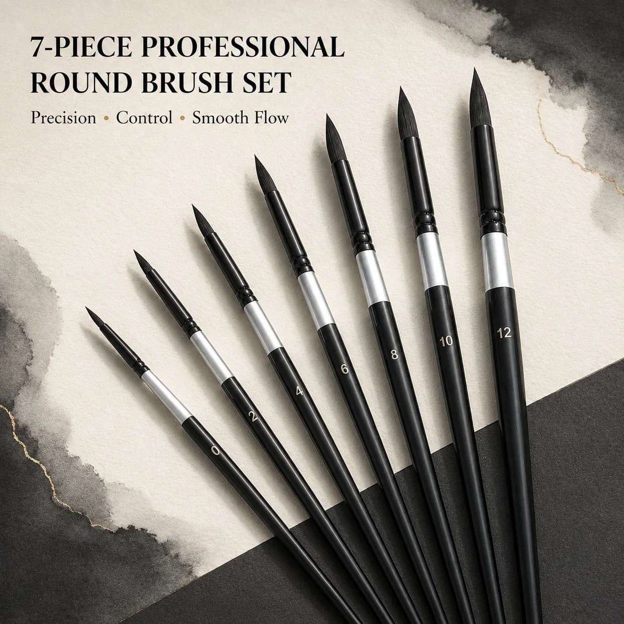 7pcs Professional Round-Tip Art Brushes, Fine Point Artist Brushes for Watercolor, Acrylic, Gouache, Detailing & Art Painting
