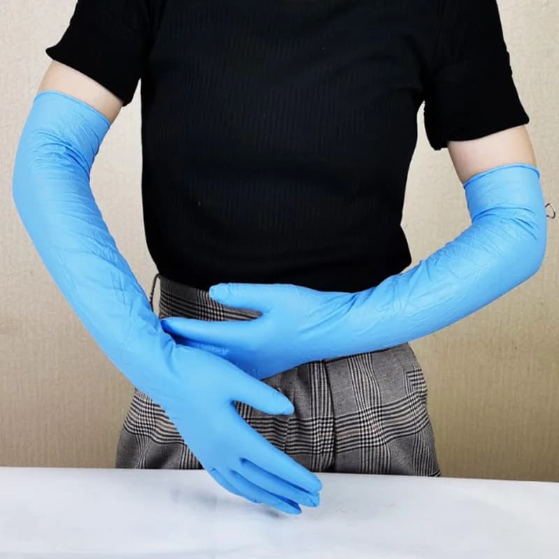 Monouso pulito lungo gomma flessibile impermeabile lavastoviglie resistente agli acidi e agli alcali utensili per la pulizia della cucina guanti in Nitrile