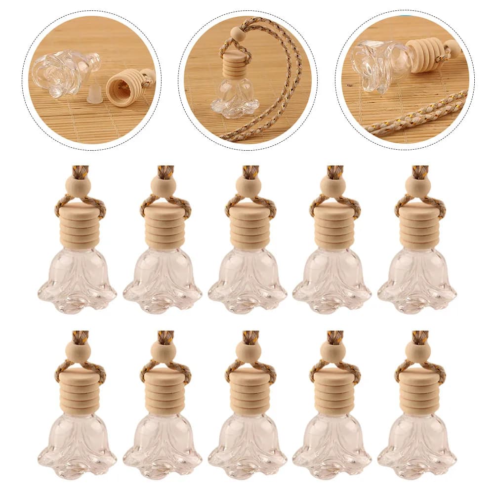 10 Pezzi Bottiglie di Profumo in Vetro da Appendere, Diffusore per Auto, Deodorante per Aromaterapia, Accessorio Decorativo per Auto