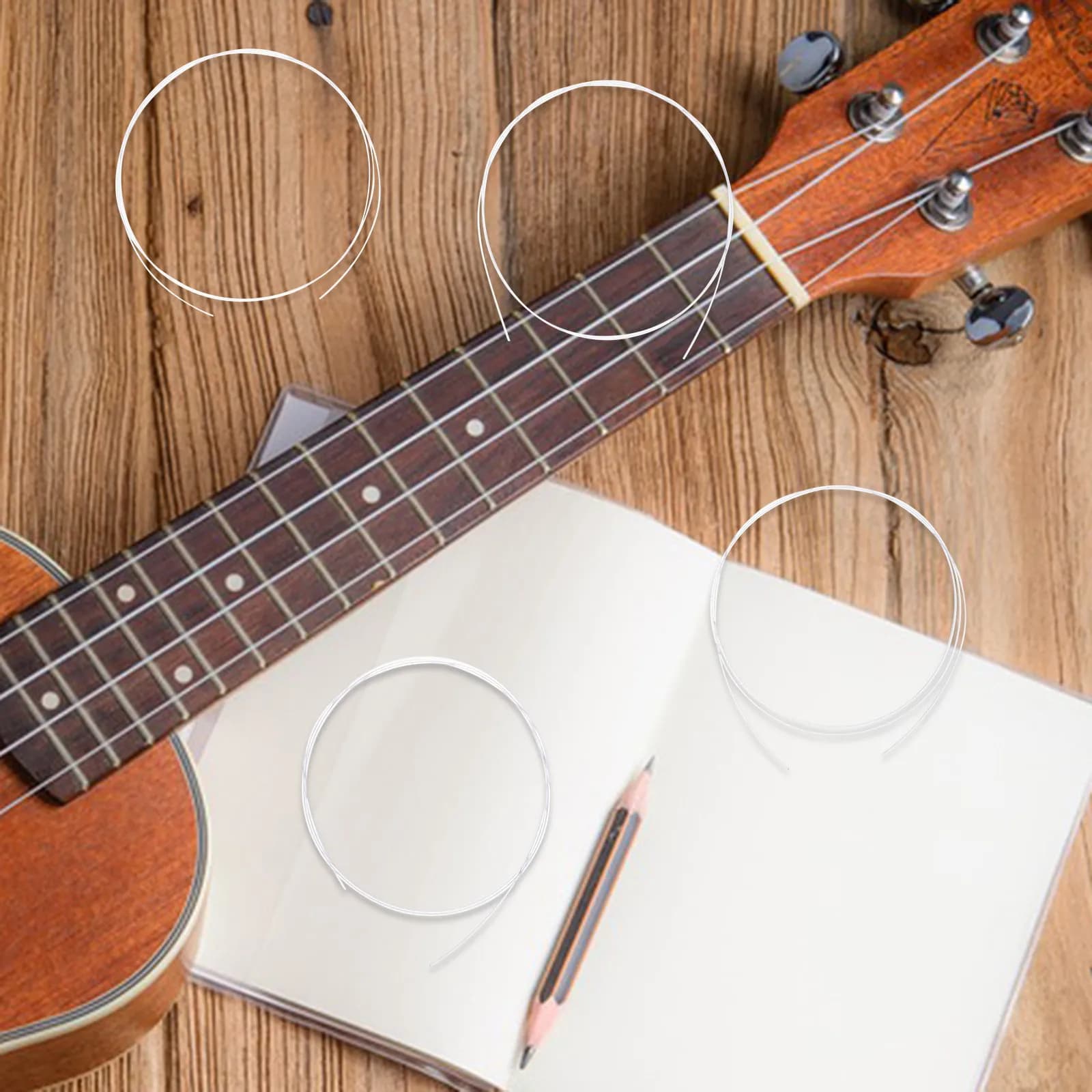 1Set Professional Nylon Ukulele Strings Set Stable Tuning Comfortable Play Pure Tone for Concert Soprano Tenor Ukulele Guitar