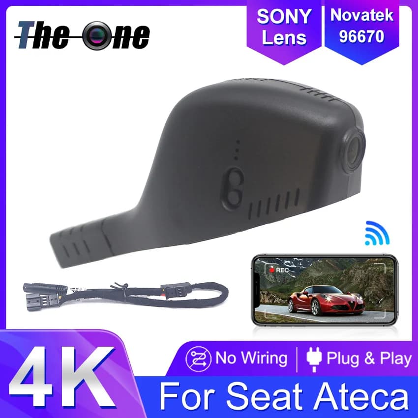 Per Seat Ateca 2018 ~ 2025 Anteriore e Posteriore 4K Plug and Play Dash Cam per Auto Videocamera Registratore Dashcam WIFI Auto Dvr Dispositivi di Registrazione