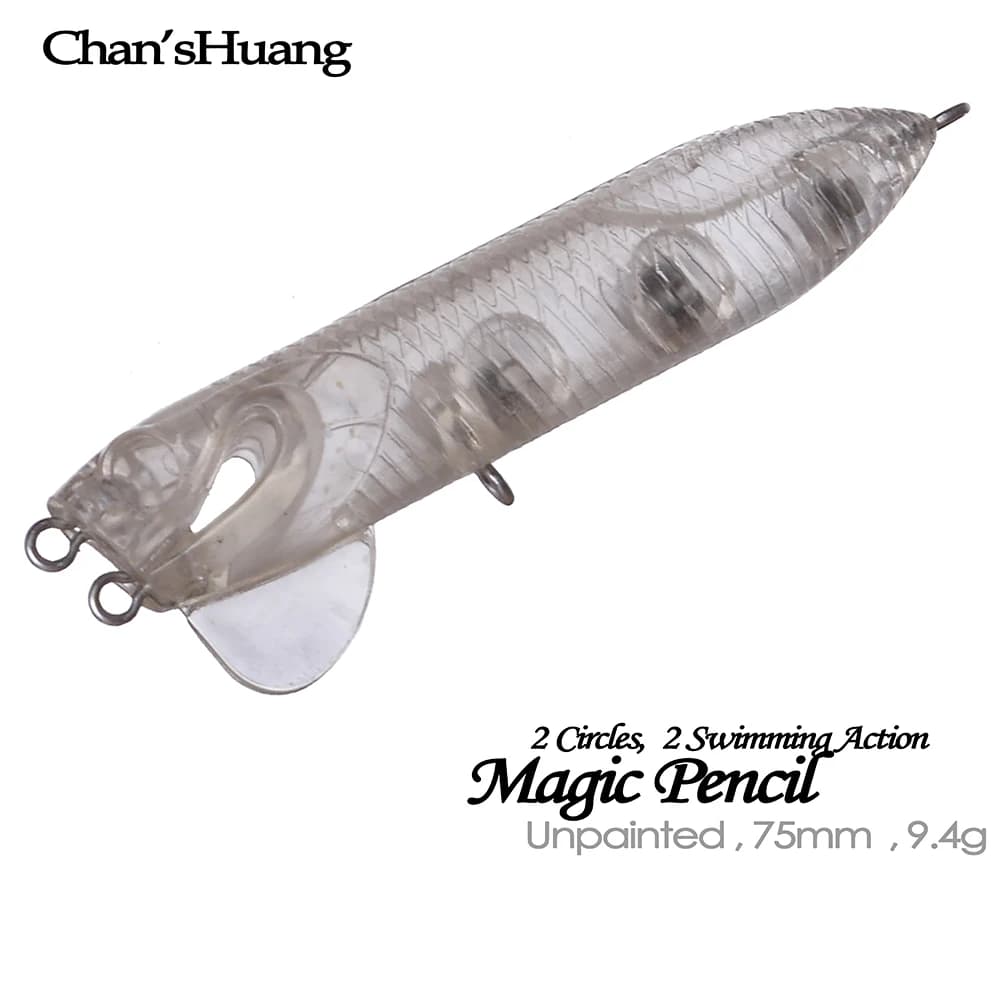 Chan’sHuang 20PCS Unpainted Blank Fishing Lures 7.5cm 9.4g Two Circles Floating Pencil DIY Handmade Artificial Fishing Bait