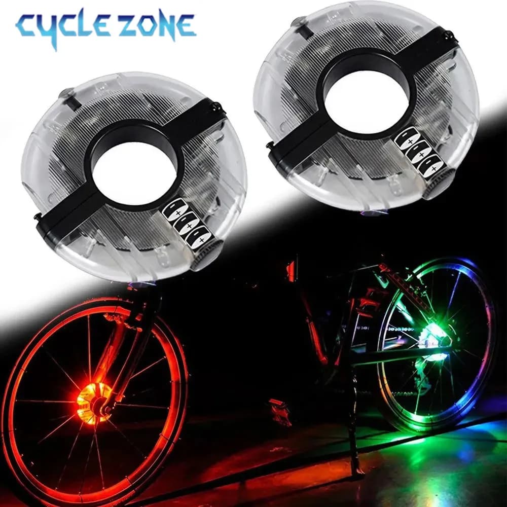 Luci per mozzo ruota bici RGB, luci colorate per raggi ruota, lampada di sicurezza per ciclismo notturno, accessori MTB, alimentate a batteria