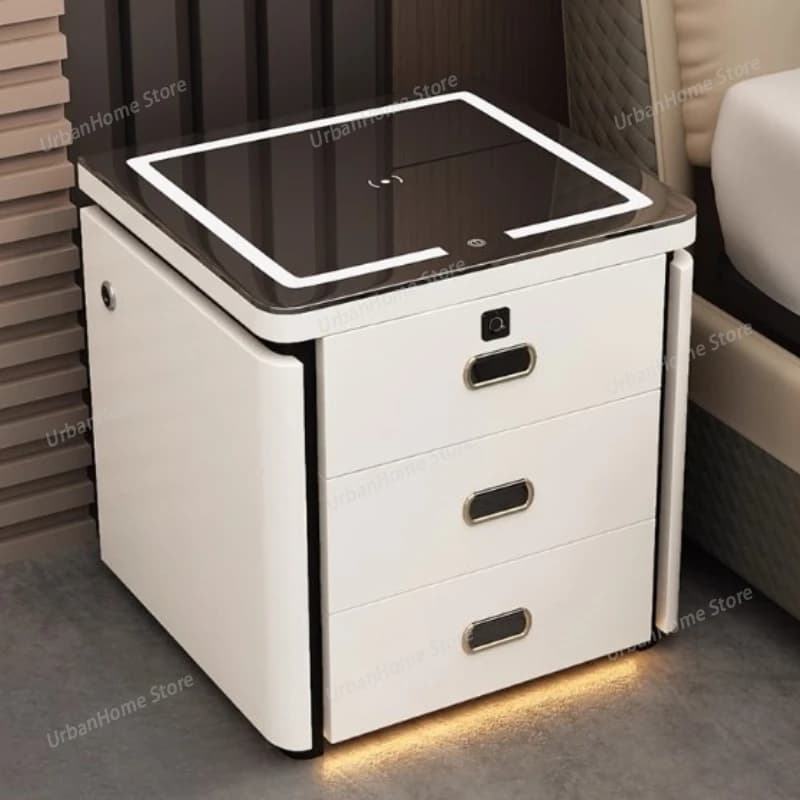 Simple Bedside Table Bedroom Wireless Charging Multifunctional Furniture Smart Nightstand Fingerprint Lock And Speaker Modern