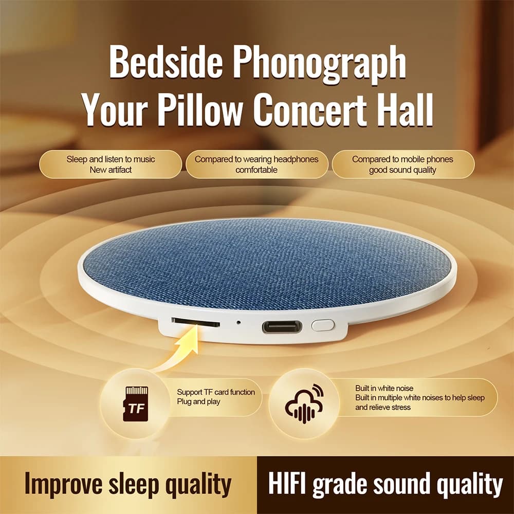 Altoparlante Bluetooth Wireless Bluetooth 5.4 HiFi a Forma di Cuscino, Dispositivo per il Sonno con Decompressione, Supporto Lettura Scheda TF, Ricarica con Cavo Type-C