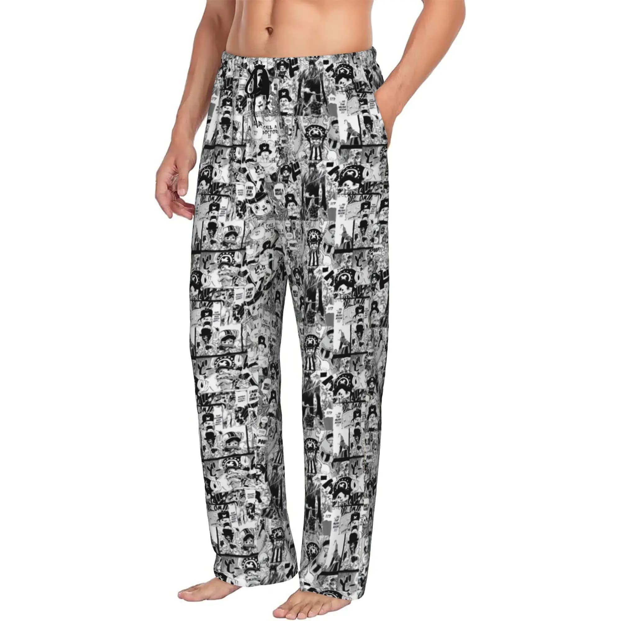 Custom Chopper Mangas Comic Pajama Pants Men Sleepwear Lounge Sleep Bottoms Stretch with Pockets