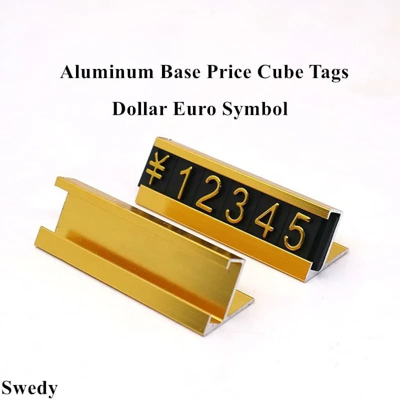 30 Set di Etichette Cubiche Regolabili in Alluminio per Prezzi in Euro e Dollari, Kit Espositore con Numeri e Lettere per Gioielli