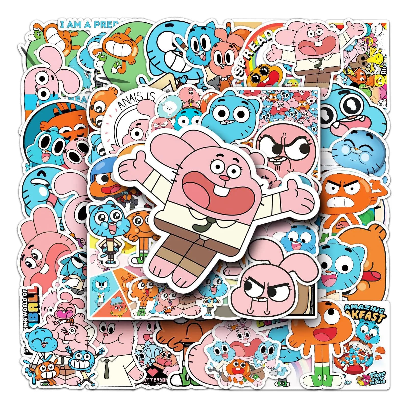10/50 Pezzi Adesivi Cartoon The Amazing World of Gumball, Divertenti Graffiti Impermeabili, Decorazioni Fai-da-Te per Diario, Laptop, Scrivania