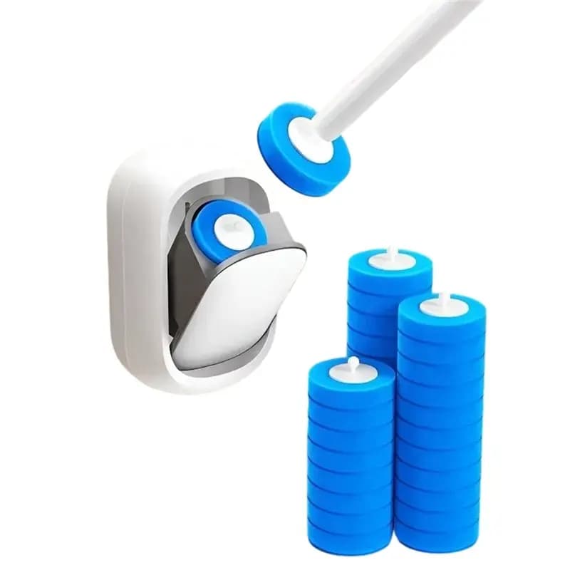 A25F-Disposable Toilet Cleaning System + 48 Disposable Toilet Bowl Brush Refill Heads Wall Mounted Toilet Brush & Holder Set