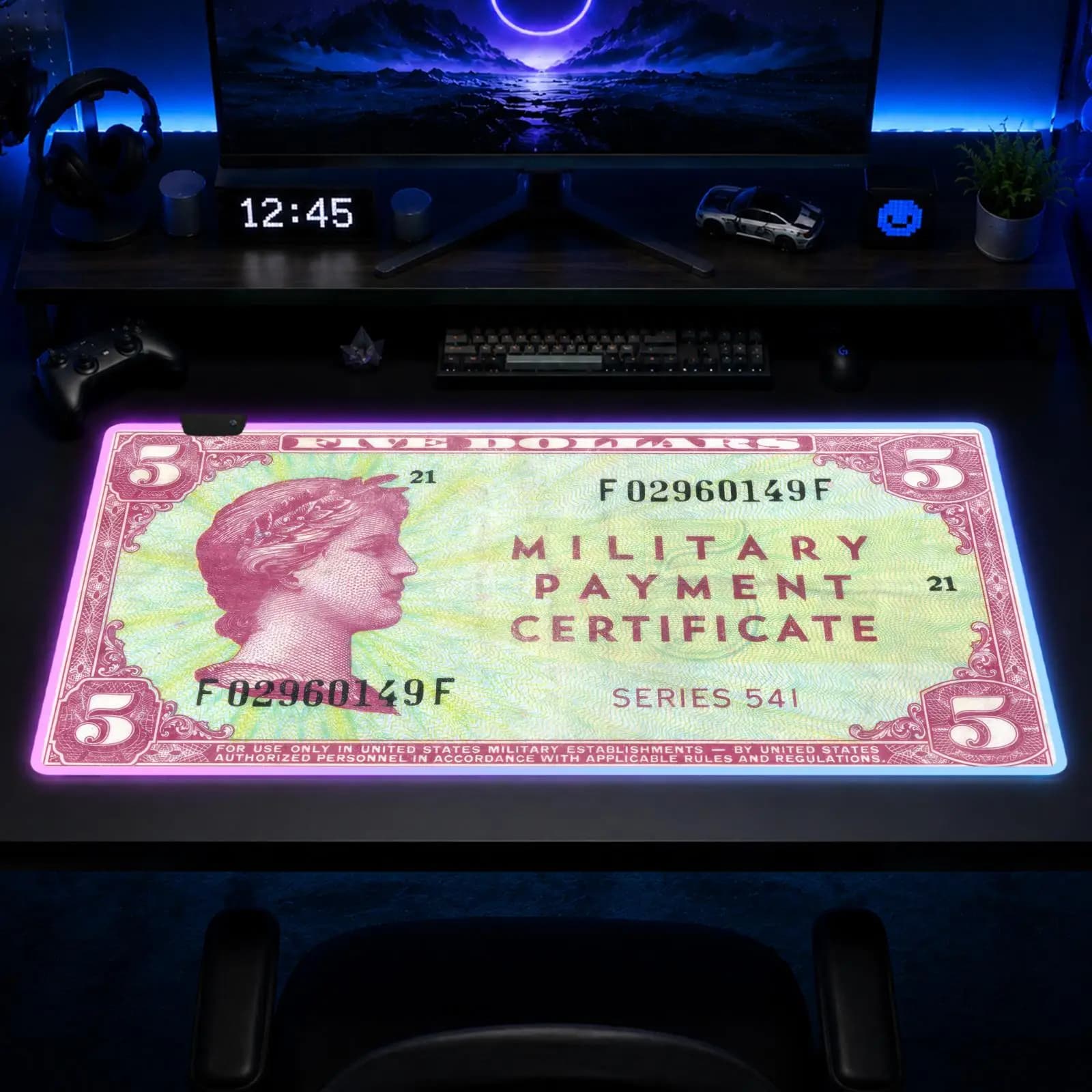 All Us Dollars Mouse Pad Gaming Anime Mouse Pad XXL RGB Desk Mats LED Table Pads Backlit Rubber Desktop