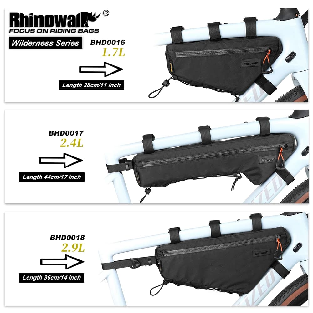 Rhinowalk Triangle Tube Bag for Bike Water Resistant Cycling Frame Bag 1.7L/2.4L/2.9L for MTB and Road Bike Cross Storage Package