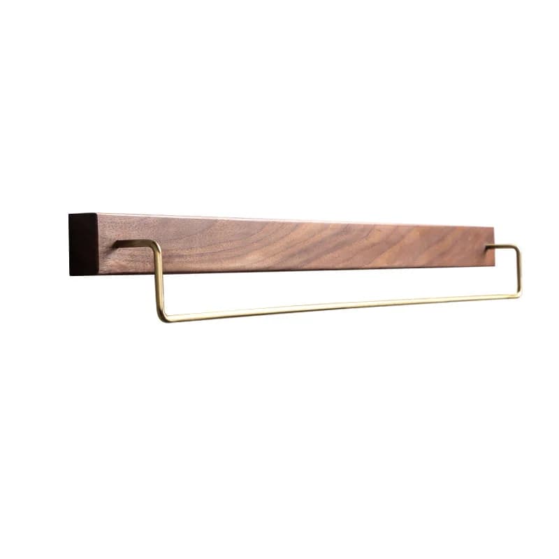 Portasciugamani in ottone massiccio, senza foratura, da parete, per bagno, con asta singola, in legno massello