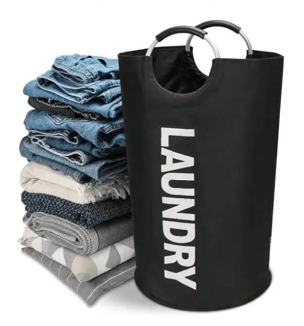 90L Black Foldable Waist Basket, High White Paper Bag and Home Organization Autonomous