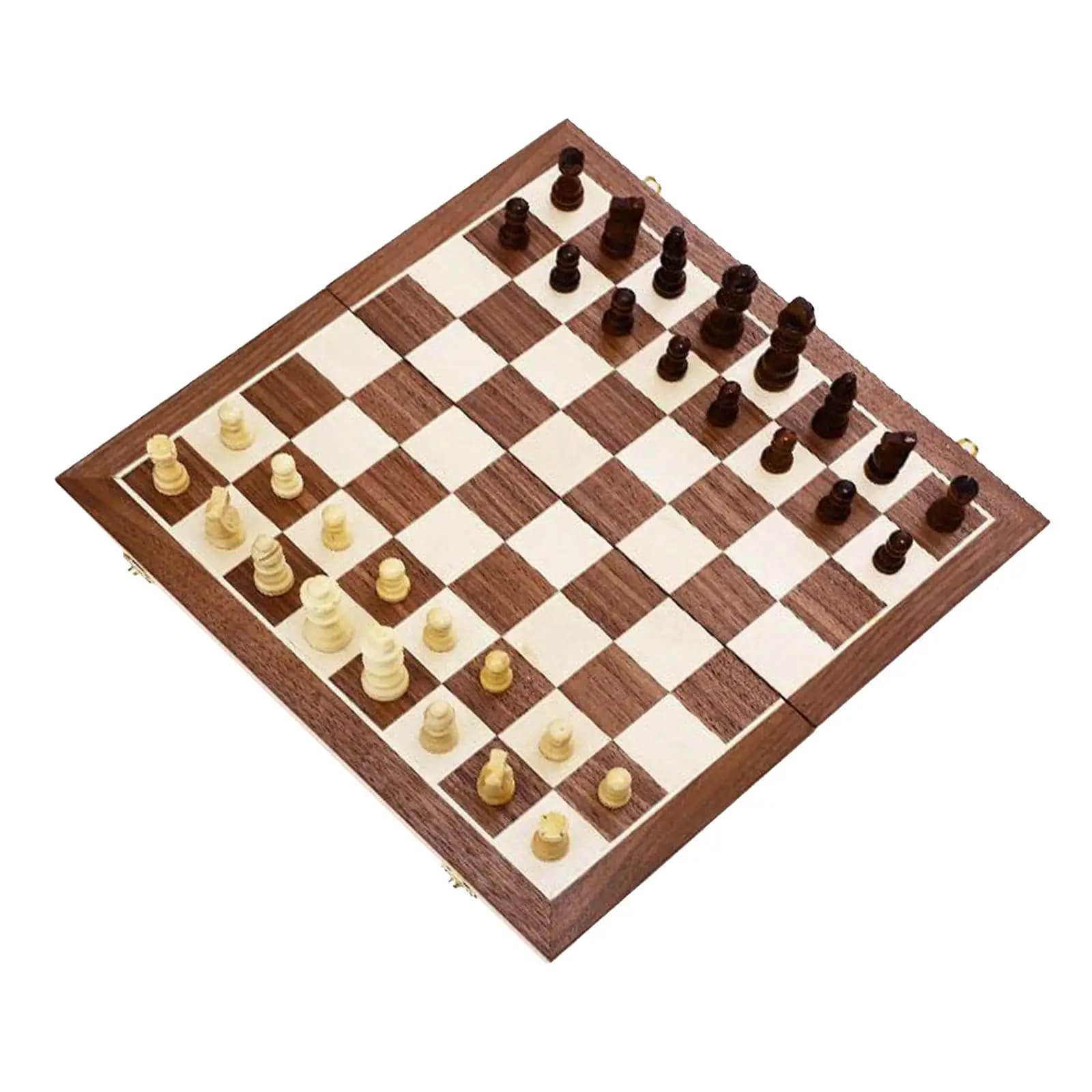 Set di scacchi internazionale in legno 3 in 1 Gioco di viaggio puzzle con pezzi di scacchiera