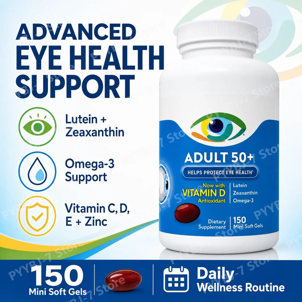 Integratore Vitaminico per Occhi con Luteina, Zeaxantina e Omega 3 - 150 Softgel, Formula Nutrizionale Quotidiana