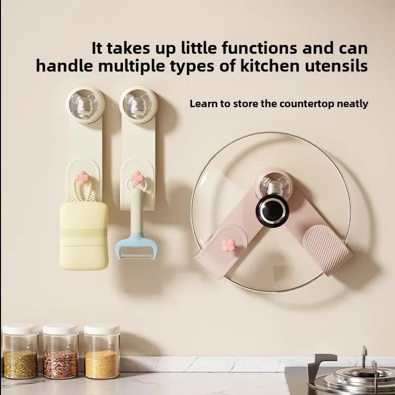 Suction Cup Rotating Pot Lid Rack, Wall Mounted Kitchen Shelves, Multifunctional Chopping Board Cutting Board Holder, Nail-free