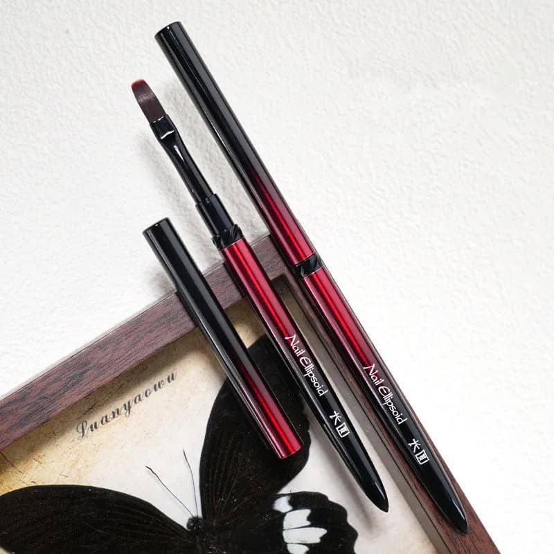 Set di 1/13 Pennelli per Unghie con Manico Sfumato Nero e Rosso per Manicure, Linee, Pittura Sfumata, Estensione Gel UV, Penna per Disegno