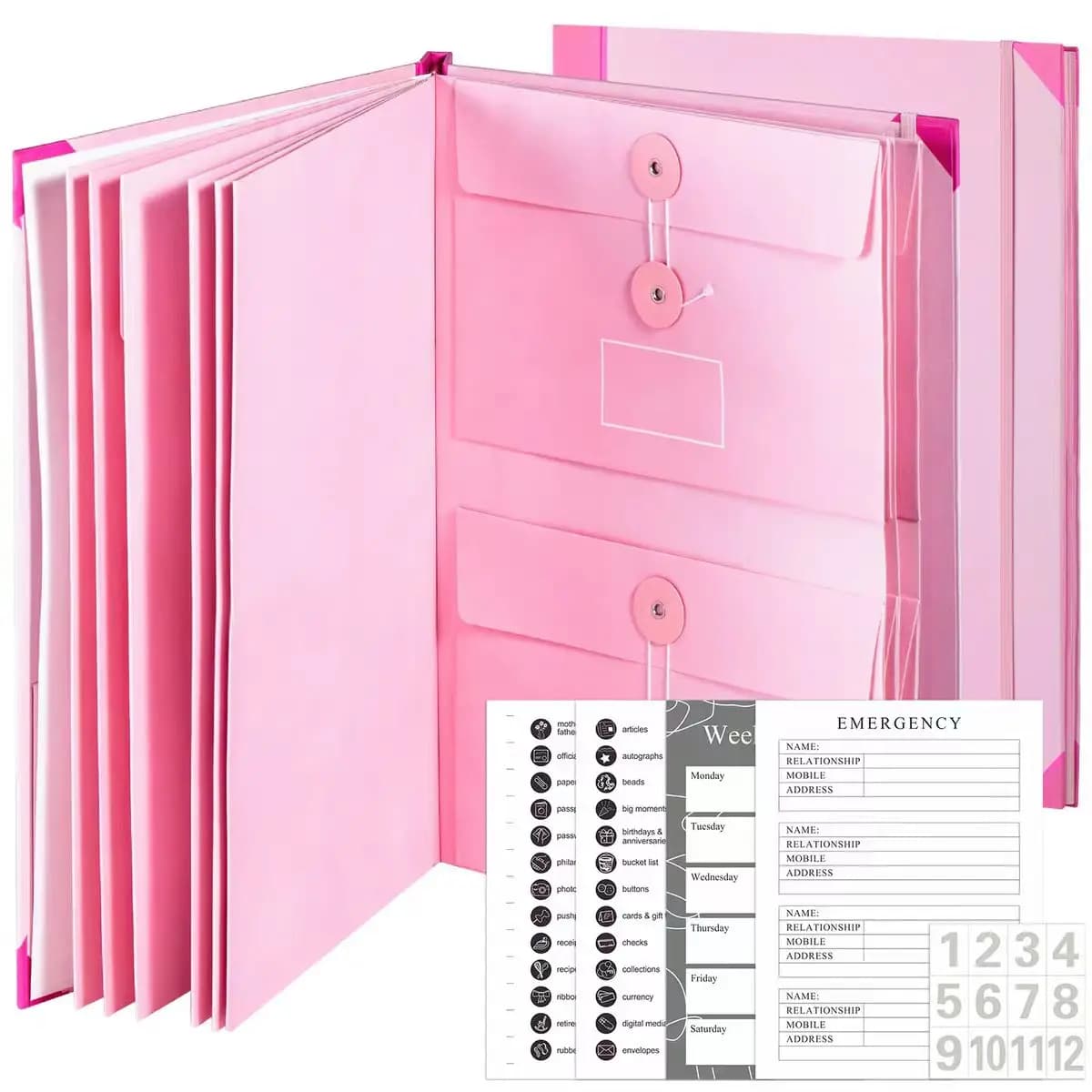 Cartelle di file di nuovo arrivo con etichette, grazioso organizer di carta con custodia con cerniera, organizer di documenti portatile per l'home office