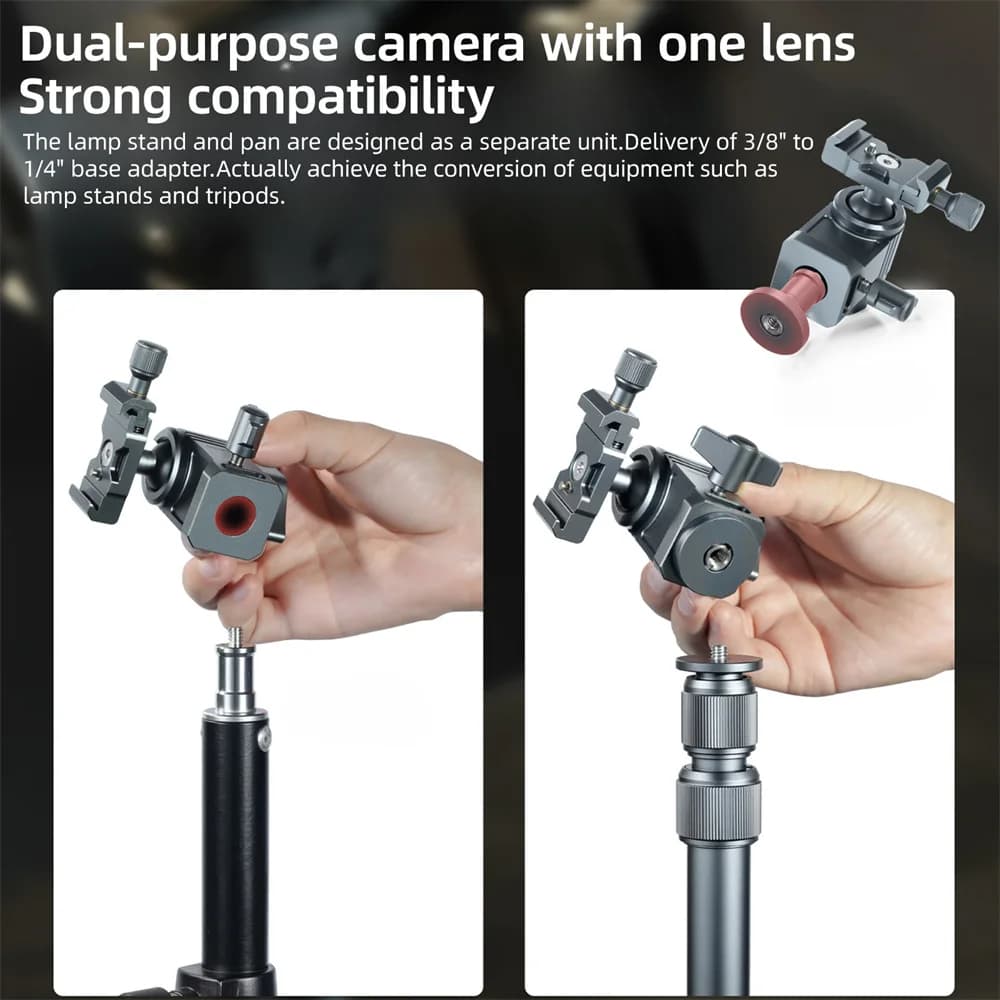 LEAPLIGHT 360 Rotation Ball Head Clamp Arca Clamp w 1/4" Hole Light Stand Mount Adapter for Cameras Phone/Laptop Holders Light