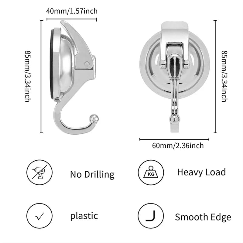 Gancio per ghirlanda con ventosa sottovuoto resistente da 4 pezzi Ganci pieghettati placcati in argento riutilizzabili senza punzonatura per asciugamano