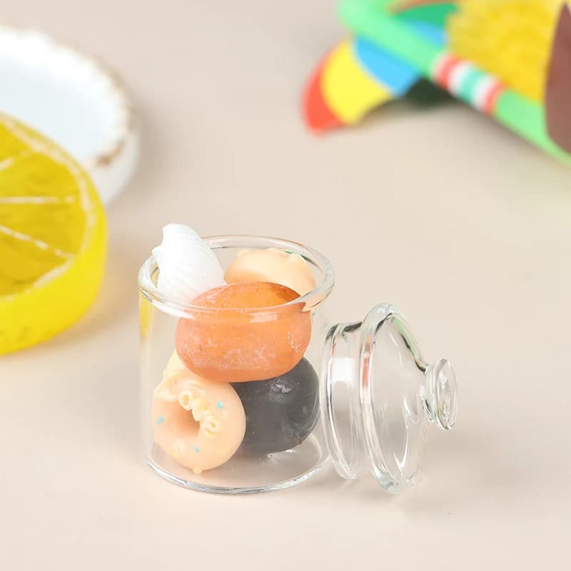 Mini Barattolo di Vetro Borosilicato per Caramelle, Accessori in Miniatura per Casa delle Bambole, Decorazione per Cucina