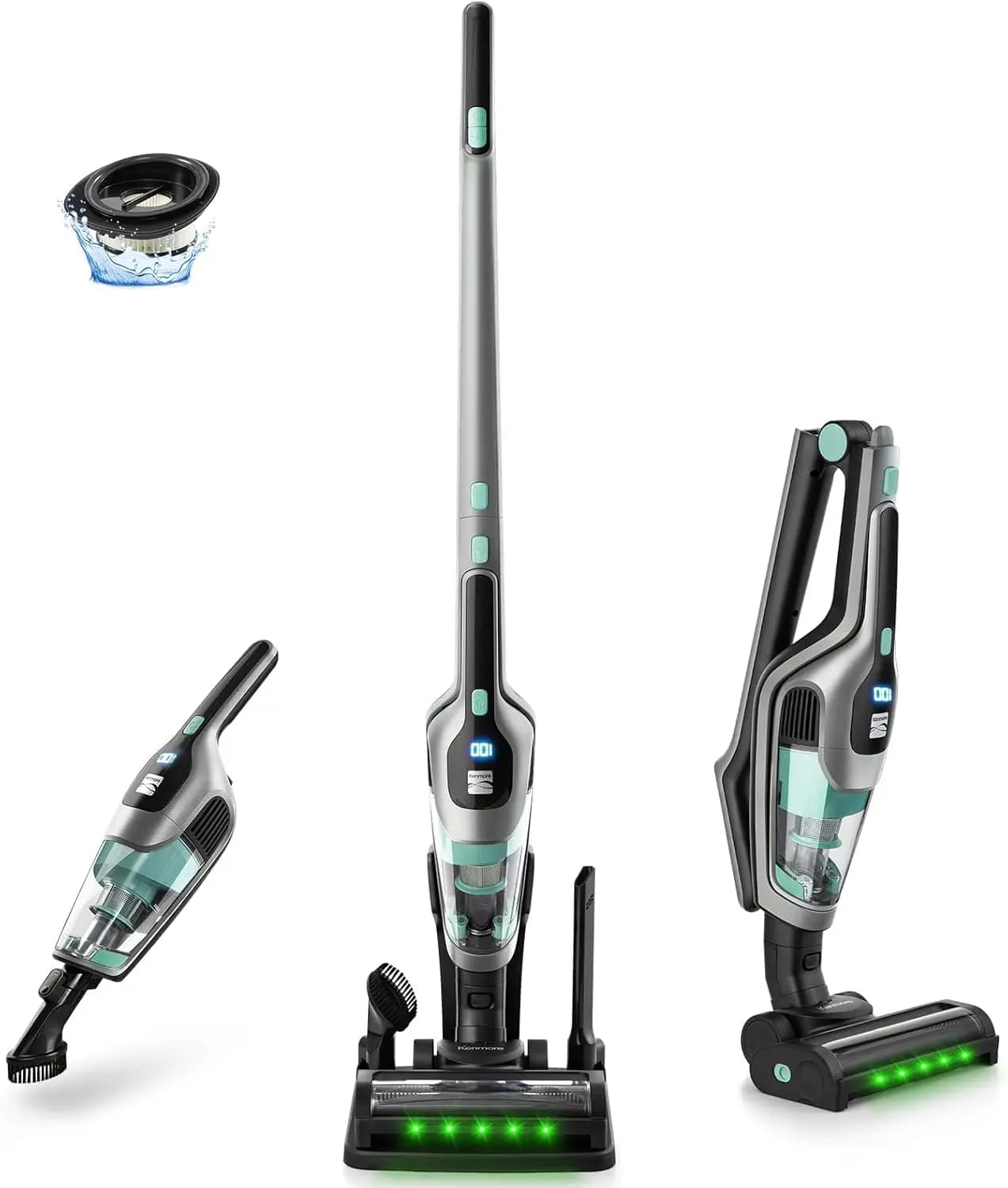Cordless Stick Vacuum for Hardwood Floor, Carpet and Pet Hair, 2-Speed Power Suction, LED Headlight, 2-in-1 Handheld