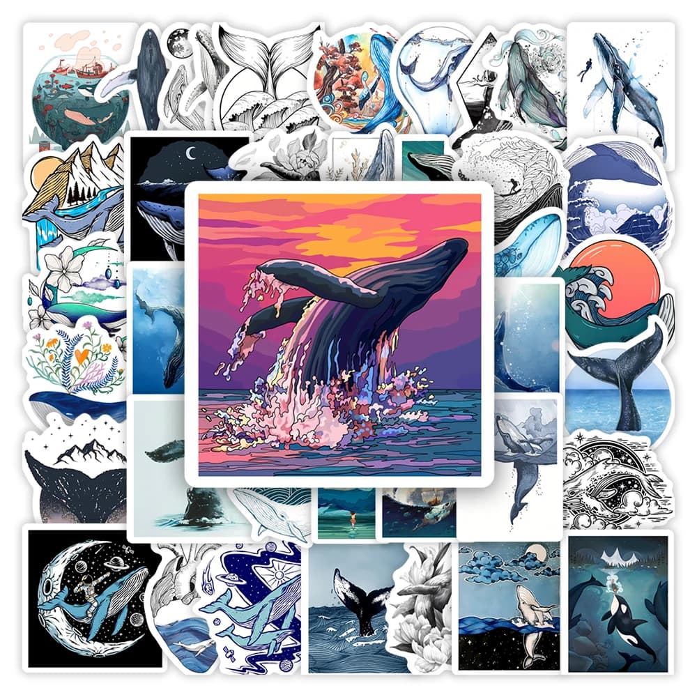 Adesivi balena acquerello Estetici Ocean Art Fai da te Giocattoli per bambini Regalo Decalcomania decorativa per Scrapbook Laptop Telefono Bagagli Impermeabile