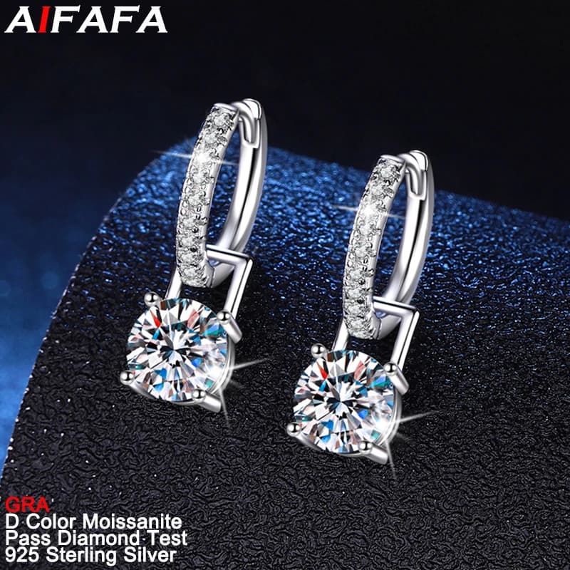 Orecchini pendenti con diamanti Moissanite in vero colore D VVS1 Splendidi gioielli in argento sterling s925 con moissanite
