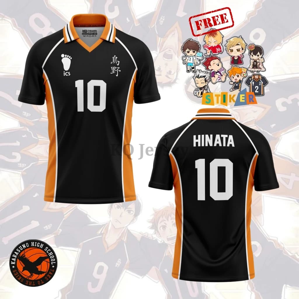 New Custom Shirt Haikyuu Karasuno High Hinata 10, Anime Volleyball Uniforms for Men and Women, T-Shirt Sporting Sleeves Court with V-neck