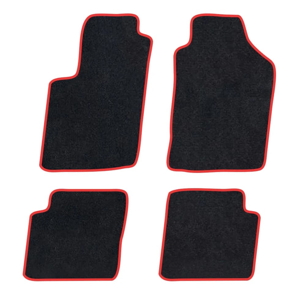 Car Mat for Fiat 500 2007-present in non-slip suede with black support and red finishing edge