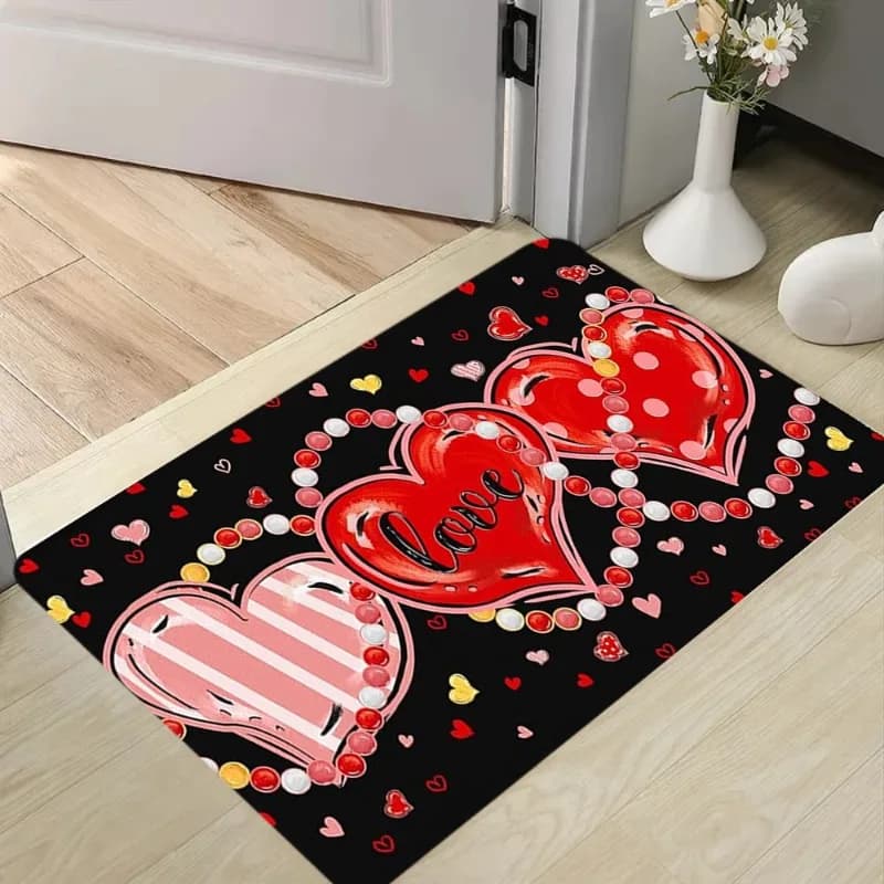 Tappetino per porta con motivo a cuore d'amore Tappeto romantico per ingresso a forma di cuore con lettera Tappeto morbido antiscivolo per decorazioni per la casa per San Valentino per corridoio