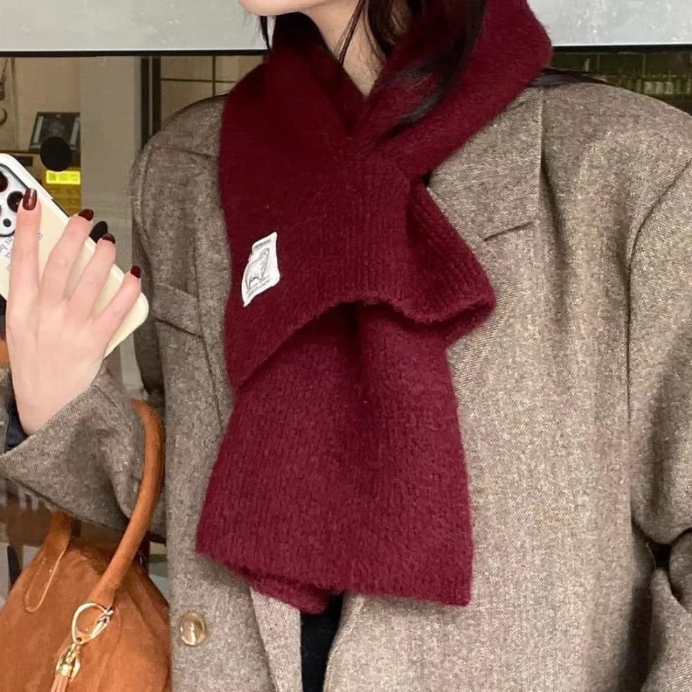 Soft Knitted Cross Neck Scarf Warm Material Cross Style Decorative Collar Wrap Decorative Pattern Fashion Design