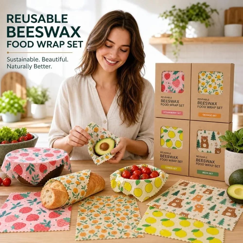 9pcs Multi Size Beeswax Food Wrap Fresh-Keeping Organic Food Wrapping Paper Lemon Washable Reusable Food Cover