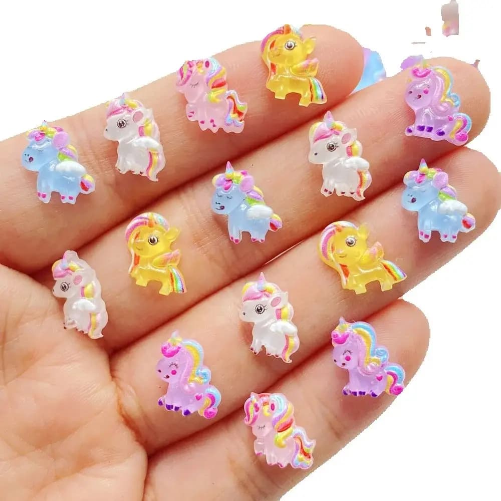 50 Pezzi di Graziosi Ornamenti in Resina a Forma di Piccolo Unicorno, Accessori per Gioielli, Manicure e Acconciature