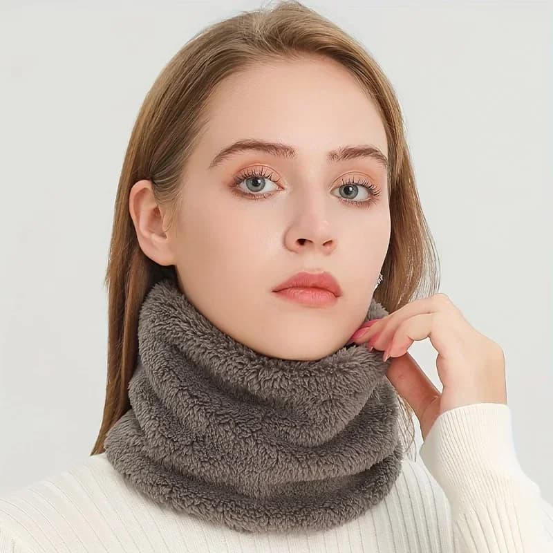 Sciarpa infinita in peluche antivento Ghetta per collo tinta unita Maschera da sci scaldacollo carina resistente al freddo per donne Ragazze Inverno all'aperto