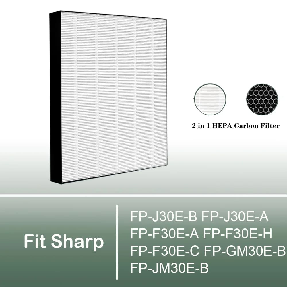 Filtro HEPA al carbonio 2 in 1 per purificatore d'aria Sharp FP-J30E-B FP-J30E-A FP-F30E-A FP-F30E-H FP-F30E-C FP-GM30E-B FP-JM30E-B