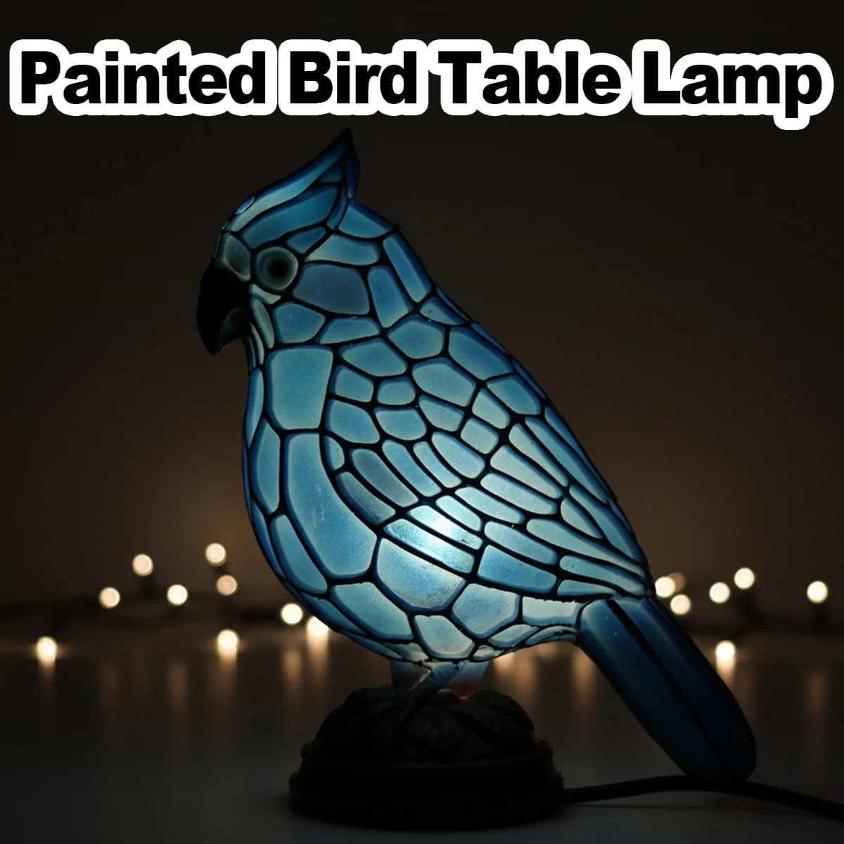 Lampada da Tavolo a Forma di Uccello Dipinto, Alimentata USB Senza Batteria, Luce LED Elegante per Arredamento Casa, Camera da Letto, Comodino, Ristorante