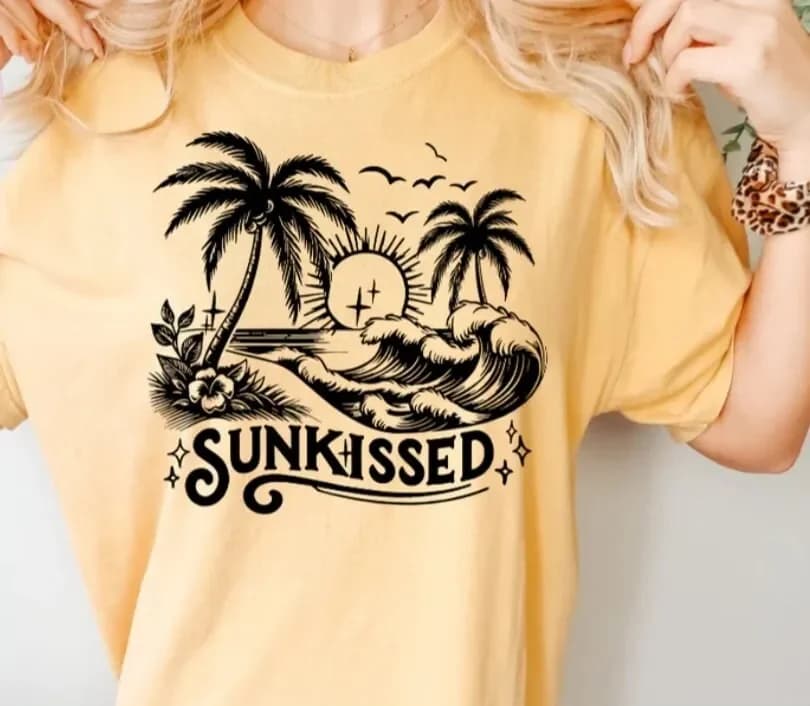T-shirt da golf in cotone, abbigliamento estetico, t-shirt Sunkissed