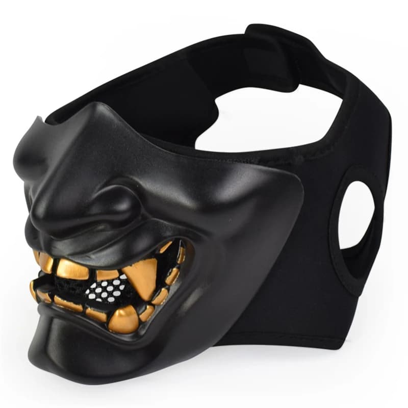 Maschere Mezza Oni Cosplay Decor Samurai Camera da uomo Costume da festa Viso Mascherata giapponese Maschera in resina di Halloween Puntelli Regali Accessorio