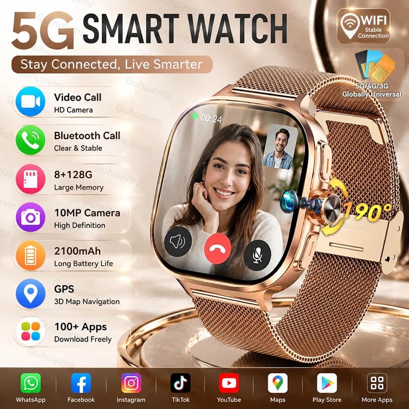 NEW 5G Standalone SIM Smart Watches For Women 1.4-inch AMOLED Screen HD Camera Video Call 8+128GB Memory SmartWatch Ladies' Gift