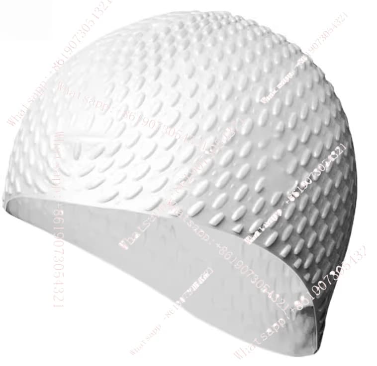 Large waterproof silicone swim cap for long hair, ear protection, comfortable fashion, with bubble particles 114005