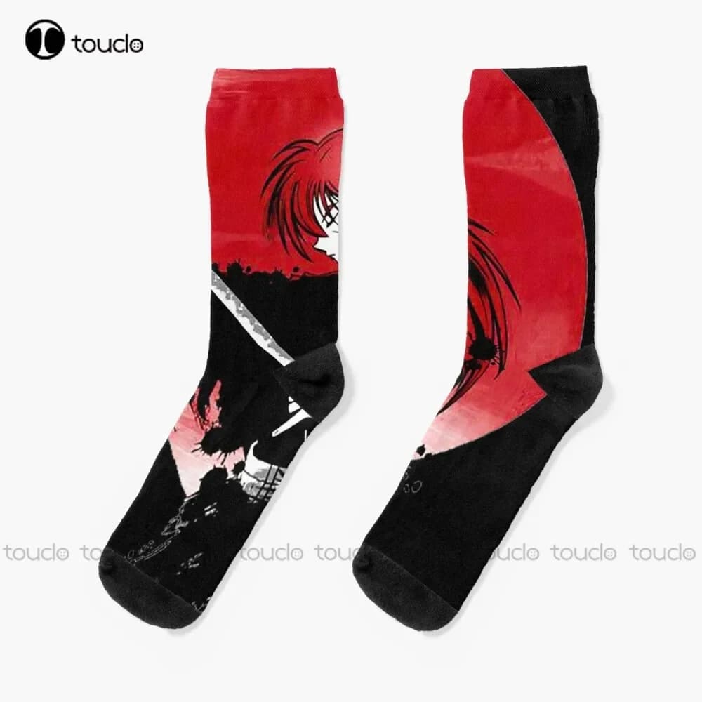Red Moon Rurouni Kenshin Socks Funny Socks For Men Christmas Gift Custom Unisex Adult Teen Youth Socks Women Men Hd High Quality