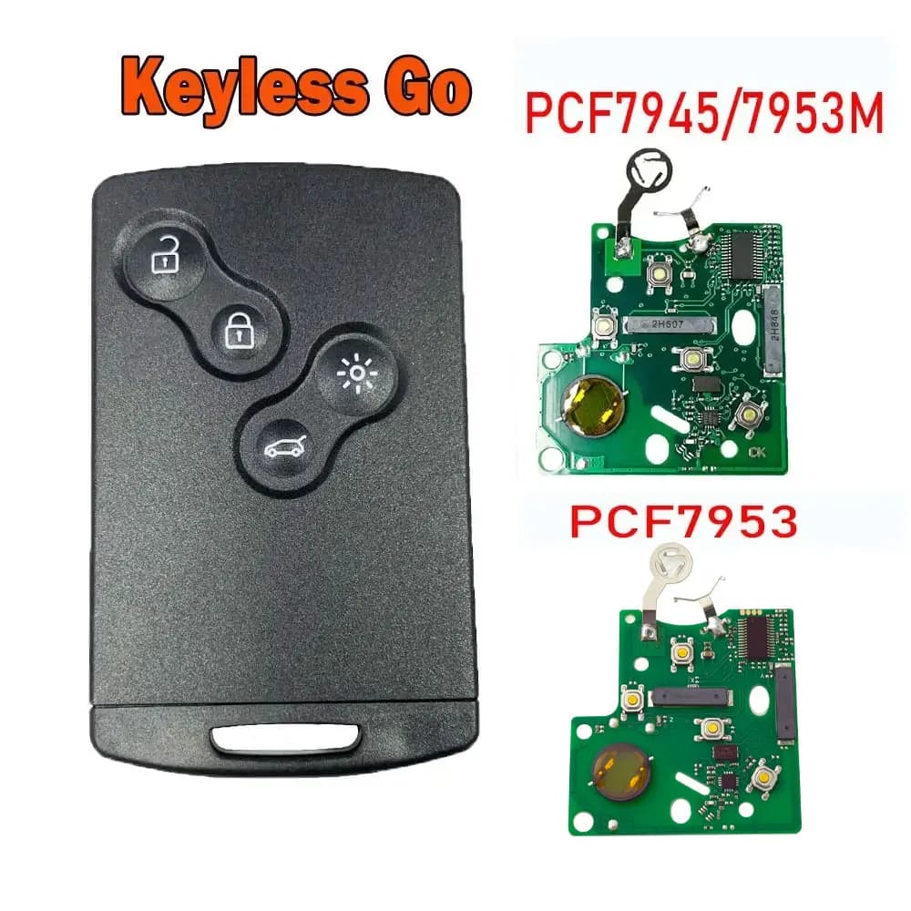 Chiave Smart Card per auto 4 pulsanti PCF7945/PCF7953 4A Chip 433 Mhz per Renault Clio 4 Captur Passivo Keyless Go Entry Remoto Vivavoce