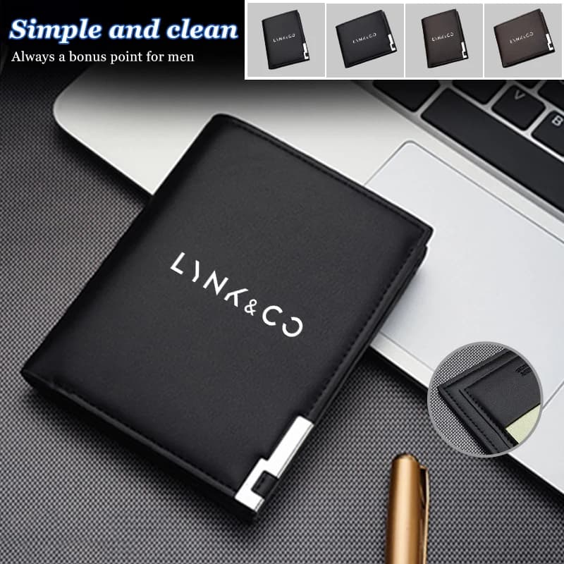 Leather Car Driver License Business Card Holder Short Wallet For LYNK&CO 01 Phev 02 03 Phev 03+ 05 06 09 PHEV 09 MHEV